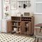 Brown Home 2 Tier Wine Bar Cabinet with 3 Doors and Adjustable Shelves Ideal for Home or Bar